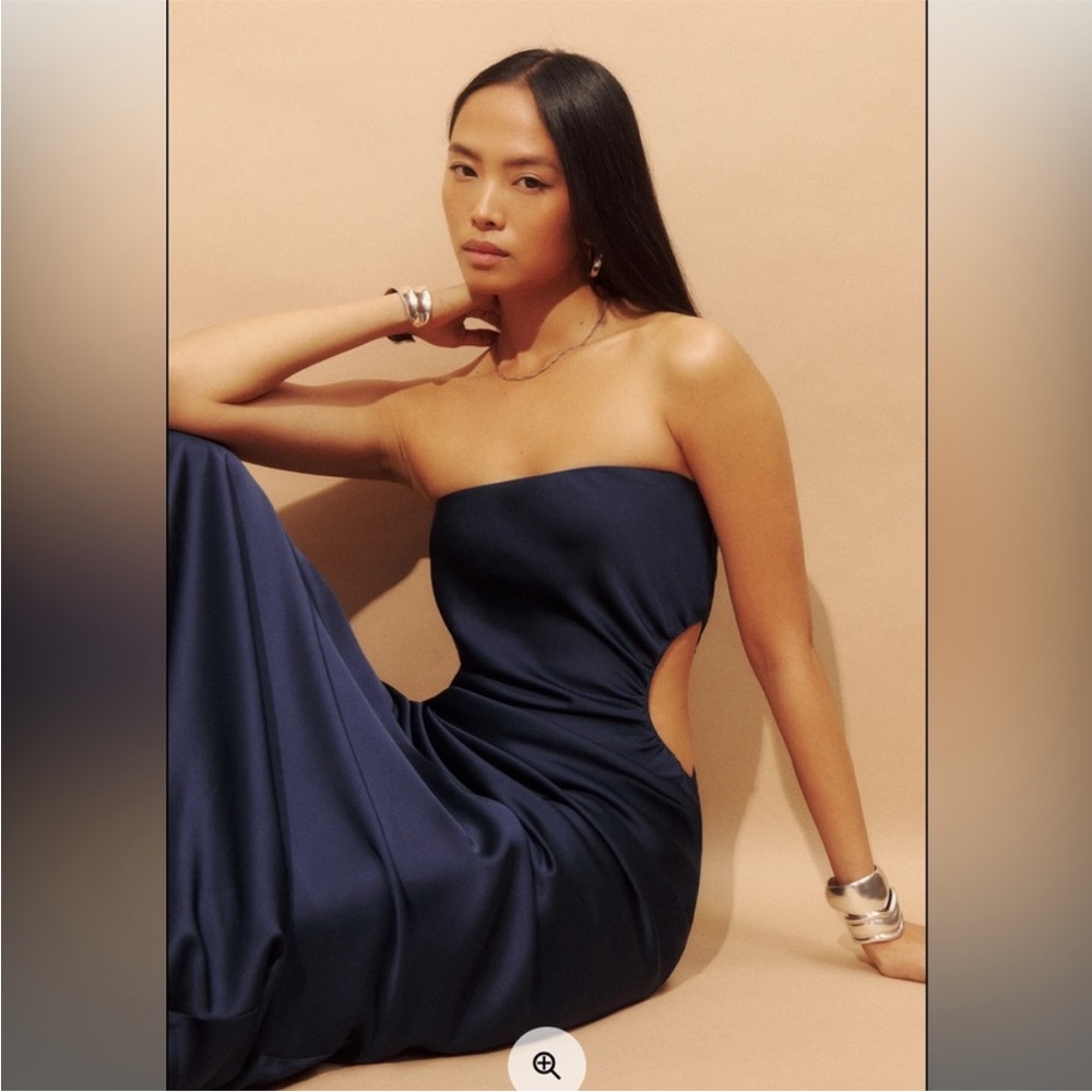 Reformation Strapless Midnight Blue Dress